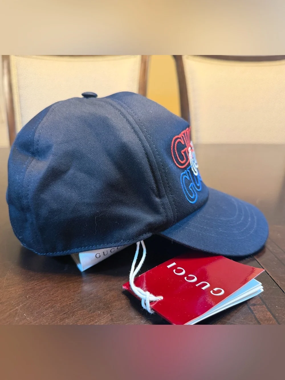 New Authentic Gucci Logo Baseball Hat Black Size L